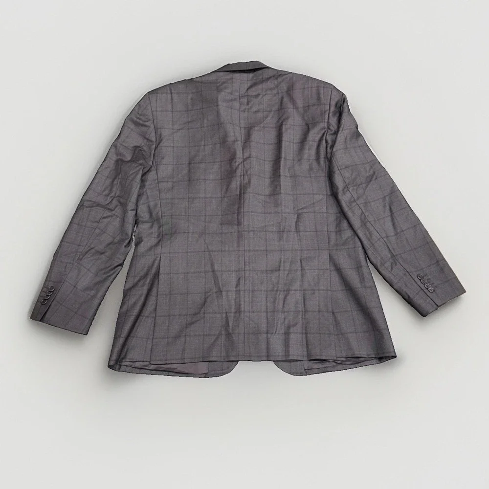 Ermenegildo Zegna Cloth Traveller Saks Wool Silk Gray Windowpane Suit Men's 44